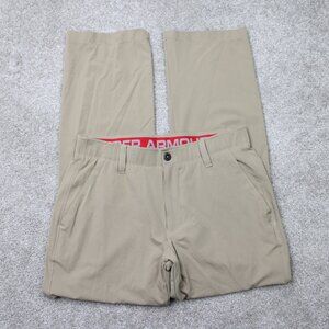 Under Armour Pants Mens 32x30 Beige UA Match‎ Play Loose Fit Straight Leg Golf